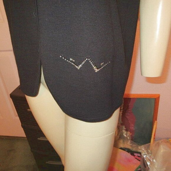 Vtg Christine Alexander Cardigan Sweater Vest Size L Rhinestones Knit Sleeveless - Picture 3 of 12